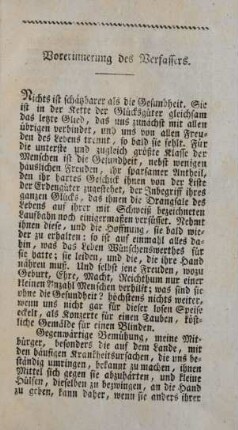 Vorerinnerung des Verfassers