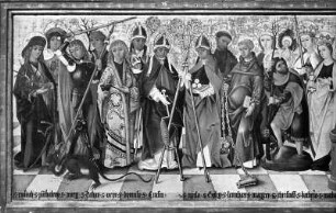 Vierzehn-Nothelferaltar : Vierzehn-Nothelferaltar (Flügelaltar). Holz, bemalt (um 1480). Bad Aussee, Spitalkirche