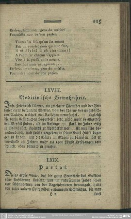 LXVIII. Medicinische Gewohnheit