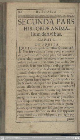 Secunda Pars Historiae Animalium de Avibus
