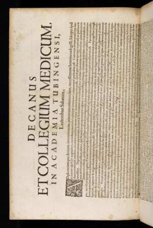 Decanus Et Collegium Medicum, In Academia Tubingensi, Lectoribus Salutem