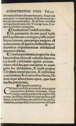 Duodecimus Confess. articulus.