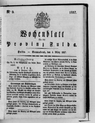 Nr. 9, Ausgabe vom 4. März 1837