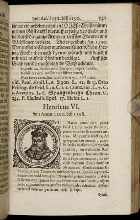 Henricius VI. von Anno 1190. biß 1198. - Otto IV. von Anno 1199. biß 1215.