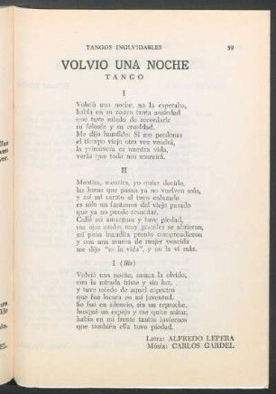 Volvió una noche : Tango