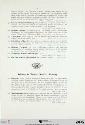 Arbeiten in Bronze, Kupfer, Messing (Nr. 202-237)