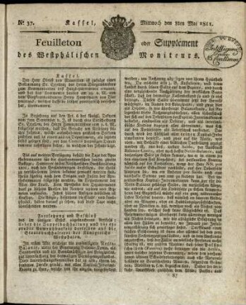 No. 37, Mittwoch den 8ten Mai 1811