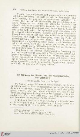 21: Die Wirkung des Alauns und der Aluminiumsalze auf Gelatine
