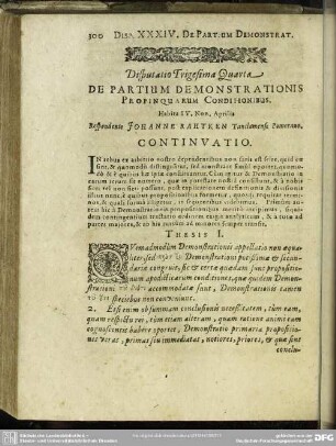 Disputatio Trigesima Quarta De Partium Demonstrationis Propinquarum Conditionibus