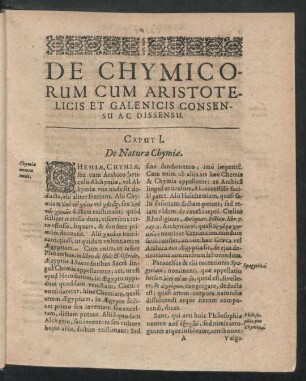 Caput I. De Natura Chymiae
