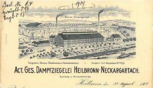 Rechnung der Actien-Gesellschaft Dampfziegelei Heilbronn-Neckargartach mit Firmenansicht