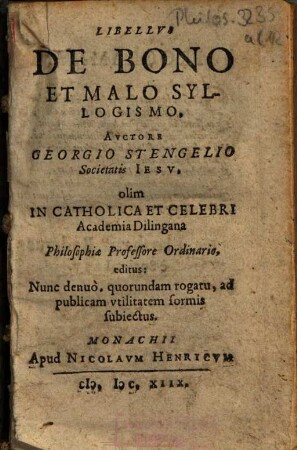 Libellvs De Bono Et Malo Syllogismo, [1]