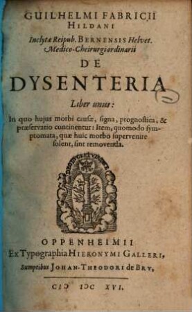 De Dysenteria : liber unus