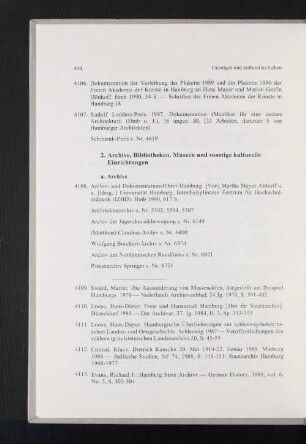2. Archive, Bibliotheken, Museen und sonstige kulturelle Einrichtungen