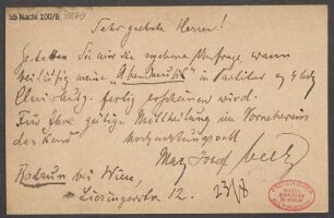 Brief an B. Schott's Söhne : 22.08.1898