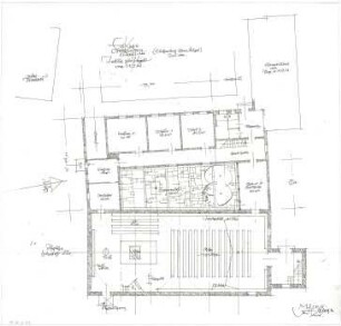 Gsaenger, Gustav; München - Großhadern, Ebernburgstr.; Ev. Notkirche, Reformations - Gedächtnis Kirche - Plan zum 11.7.63 (Grundriss EG)