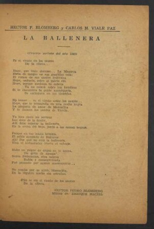 La ballenera : (Canción porteña del año 1840)
