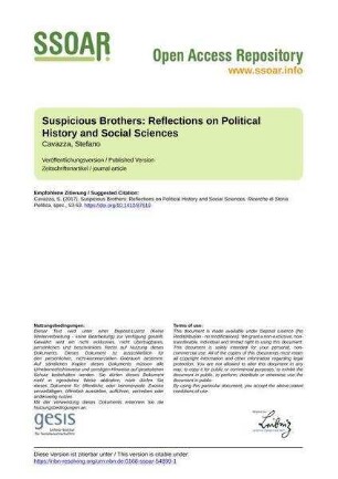 Suspicious Brothers: Reflections on Political History and Social Sciences