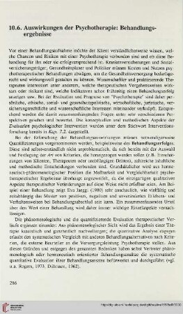 10.6. Auswirkungen der Psychotherapie: Behandlungsergebnisse