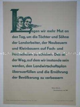 Maueranschlag mit Zitat von der 1. Parteikonferenz der SED zur Bildung der Landjugend