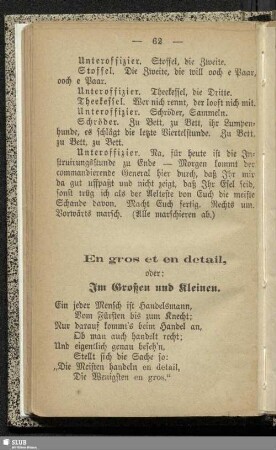 En gros et en detail, oder: Im Großen und Kleinen