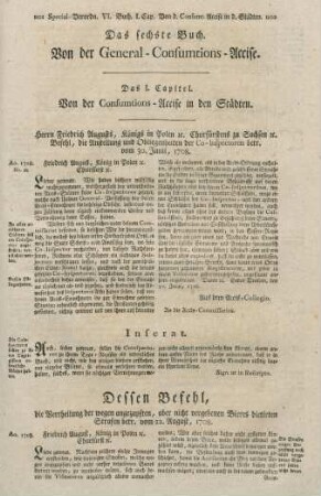 Das sechste Buch. Von der General-Consumtions-Accise