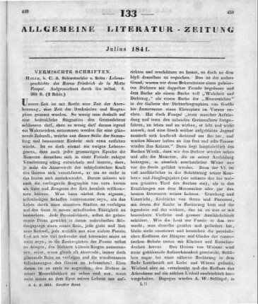 Fouqué de la Motte, F.: Lebensgeschichte des Baron Friedrich de La Motte Fouqué. Halle: Schwetschke 1840