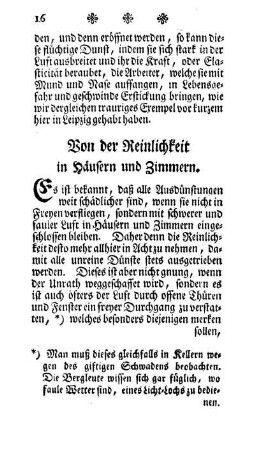 Von der Reinlichkeit in Häusern und Zimmern