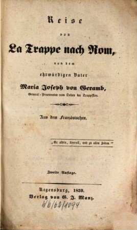 Reise von La Trappe nach Rom