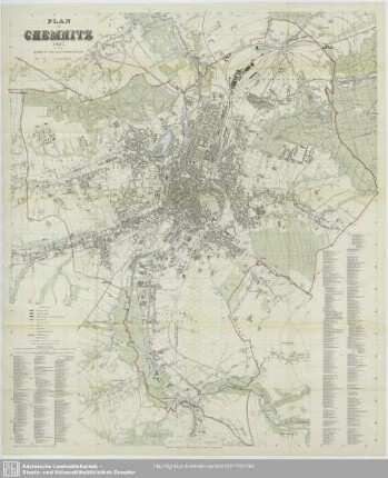 Karte : Plan von Chemnitz 1907