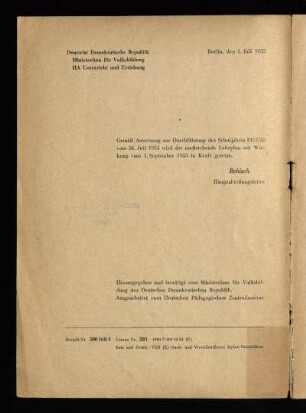 Gemäß Aweisung für ...