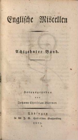 Englische Miscellen. 18. 1805