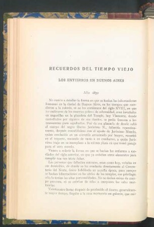 Recuerdos del tiempo viejo : Los entierros en Buenos Aires