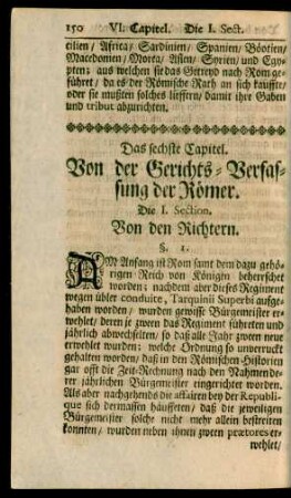 Das sechste Capitel. Von der Gerichts-Verfassung der Römer.