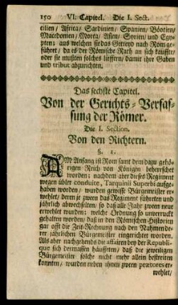 Das sechste Capitel. Von der Gerichts-Verfassung der Römer.
