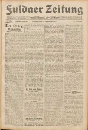 Ausgabe vom Dienstag, den 29. September 1914.