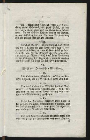 VI. Wahl der Ordentlichen Mitglieder