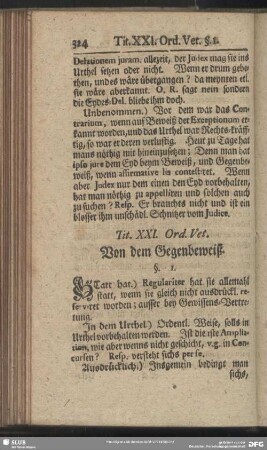 Tit. XXI. Ord. Vet. Von dem Gegenbeweiß