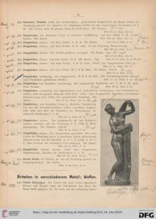 Arbeiten in verschiedenem Metall; Waffen (Nr. 216-323)
