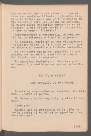 Capítulo XXXVII - Los consejos de una madre