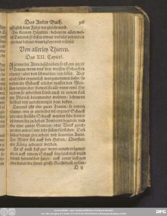 Von allerley Thieren. Das XII. Capitel.