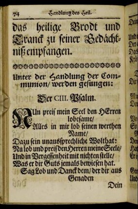 Unter der Handlung der Communion/ werden gesungen [...]