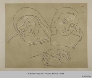 Köpfe von Maria und Maria Magdalena (nach Peruginos Kreuzabnahme in der Servitenkirche in Città delle Pieve)