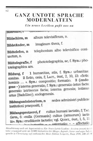 Ganz untote Sprache Modernlatein