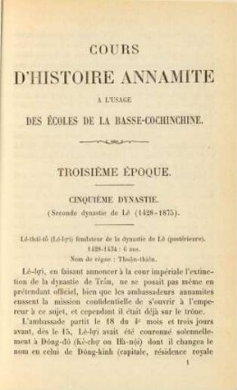 Cinquième dynastie. (Seconde dynastie de Lê (1428-1875)