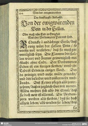 Die funfftzigste Andacht. Von der ewigwärenden Pein in der Hellen