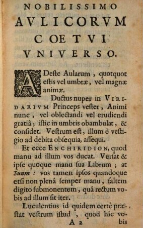 Enchiridion Avlicorvm Sev Methodvs Sacro-Profana Christianè Vivendi in Aulis Principvm
