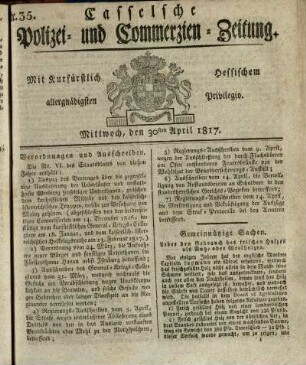 Nr. 35, Mittwoch, den 30sten April 1817