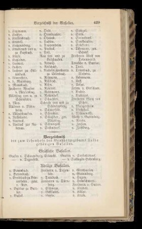 Verzeichnis der zum Lehenhofe des Großherzogthums Fulda gehörigen Vasallen.