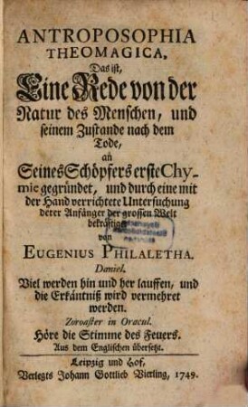 Magia Adamica Oder Das Alterthum Der Magie : Als Dererselben von Adam an herabwärts geleitete Erweisung, Welcher Eine ganz vollkommene Entdeckung des wahren Himmels, der Erden, oder derer Magorum, himmlischen Chaos und erste Materia aller Dinge zugefüget
